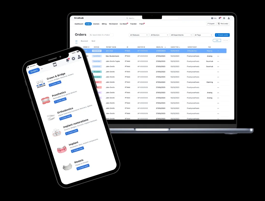 Dental lab software interface